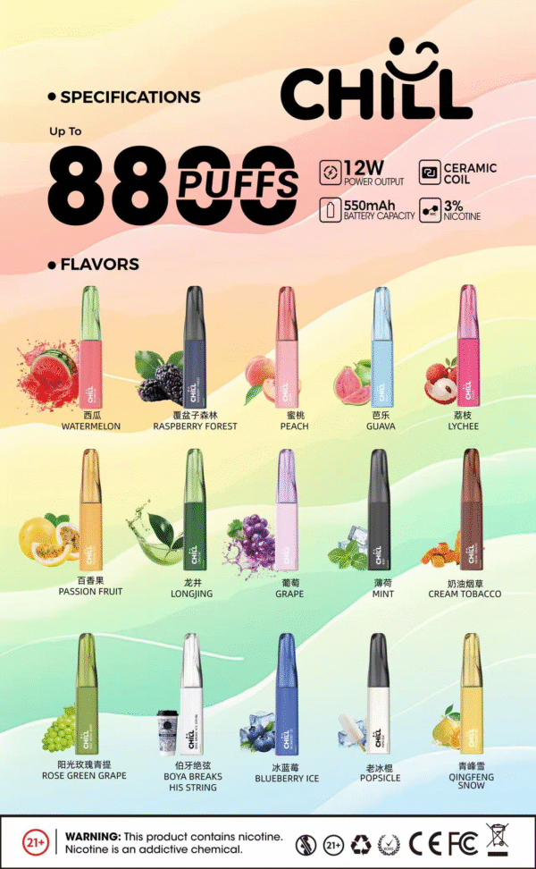 🚀CHILL 8800 Puff｜潮人最IN爆煙神器💨即開即爽 滿10送1 口味備注